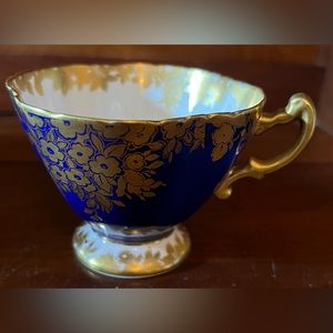 Rare English Hammersley & Co. Bone China 1940's  "Collage of Gold Flowers" cup